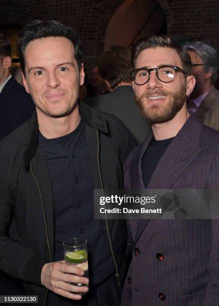 Andrew Scott and Ben Lowy attend the press night after party for "Betrayal" at The Cafe In The Crypt, St Martin-in-the-Fields, on March 13, 2019 in...