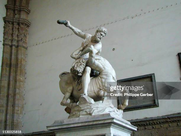 sculpture of hercules and nessus in the loggia dei lanzi hall, florence - sculptor fotografías e imágenes de stock