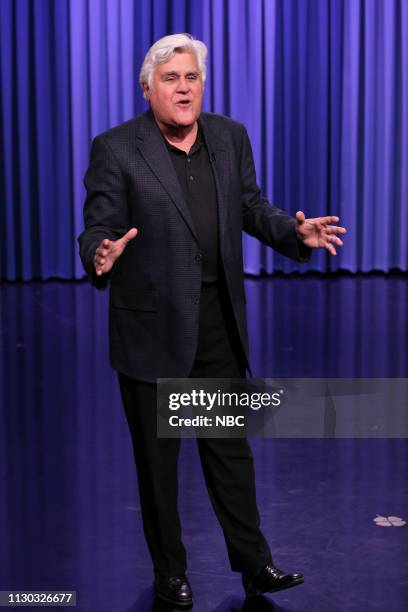 Episode 1029 -- Pictured: Comedian Jay Leno walks on during the monologue on March 13, 2019 --