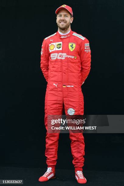 Ferrari's German driver Sebastian Vettel poses for a photo in Melbourne on March 14 ahead of the Formula One Australian Grand Prix.
