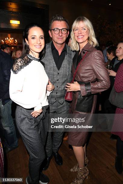 Stephanie Stumph and Hans Sigl and his wif Susanne Sigl during the NdF after work press cocktail at Parkcafe on March 13, 2019 in Munich, Germany.