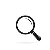 Magnifying glass icon, vector magnifier or loupe sign. Flat isolated illustration