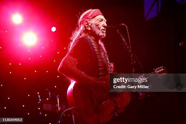 Willie Nelson performs in concert during The Luck Banquet on March 13, 2019 in Luck, Texas.