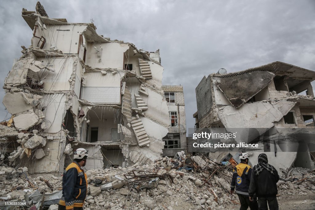 Aftermath of airstrikes in Idlib