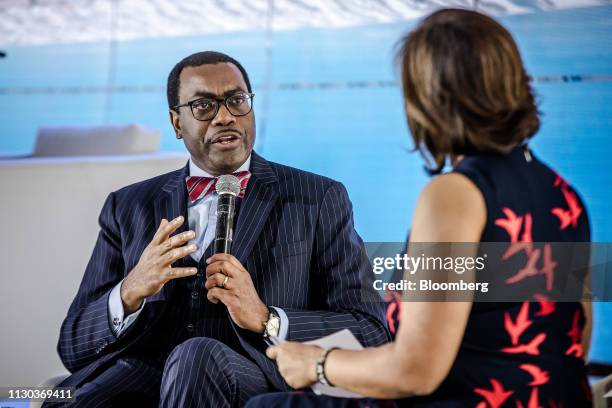 Akinwumi Ayodeji Adesina, president of the African Development Bank, speaks during the One Planet Summit in Nairobi, Kenya, on Thursday, March 14,...