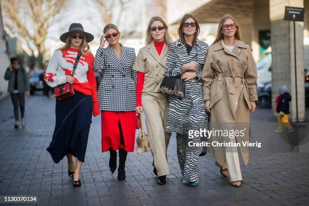 Group of guests seen outside Roland Mouret during London Fashion Week February 2019 on February 17, 2019 in London, England.