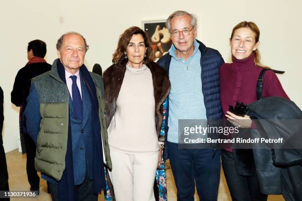Jean-Claude Meyer, Christine Orban, Olivier Orban and Nathalie Bloch-Laine attend "Calder-Picasso" Exhibition Preview at Musee national Picasso-Paris...