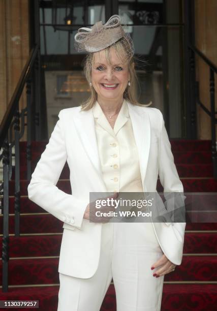 The 1960s supermodel Lesley "Twiggy" Lawson arrives at Buckingham Palace where she will be made a Dame Commander of the Order of the British Empire...