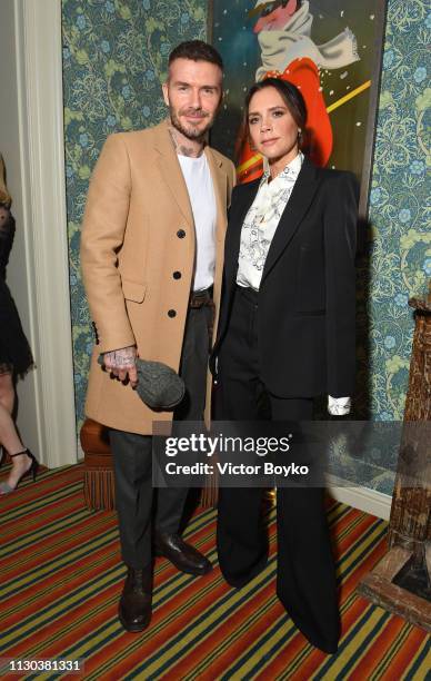 Victoria and David Beckham attend the Victoria Beckham x YouTube Fashion & Beauty After Party at London Fashion Week hosted by Derek Blasberg and...