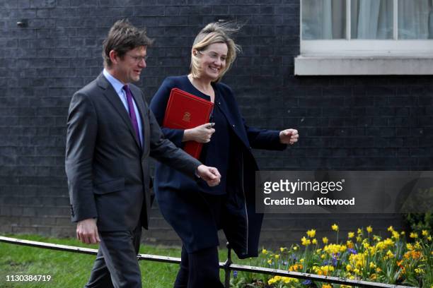 Secretary of State for Work and Pensions, Amber Rudd and Business Secretary Greg Clark leave Number 10 Downing Street after a Cabinet meeting on...