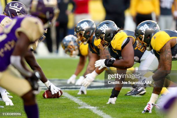 Gelen Robinson of the San Diego Fleet lines up for a play in the first quarter against the Atlanta Legends during the Alliance of American Football...