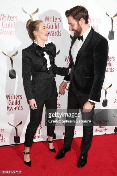 Emily Blunt and John Krasinski attend 71st Annual Writers Guild Awards New York Ceremony at Edison Ballroom on February 17, 2019 in New York City.