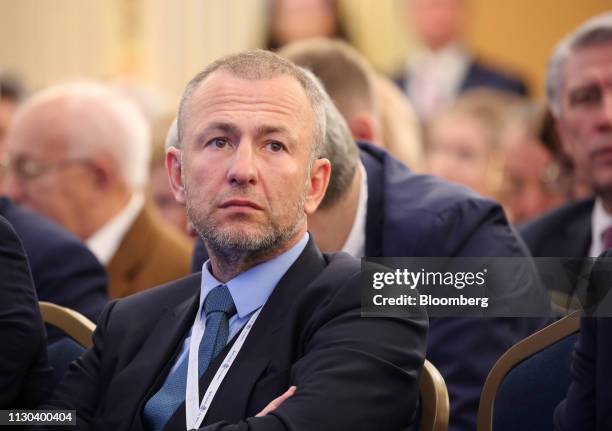 Andrey Melnichenko, billionaire and owner of EuroChem Group AG, sits in the audience at a Russian Union of Industrialists and Entrepreneurs event in...