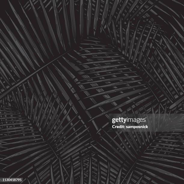 ilustrações de stock, clip art, desenhos animados e ícones de seamless tropical palm frond pattern - cultura havaiana