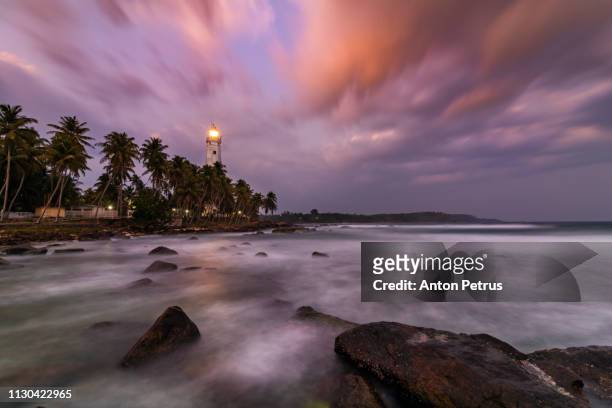 lighthouse dondra head at dusk, sri lanka - negombo stock pictures, royalty-free photos & images