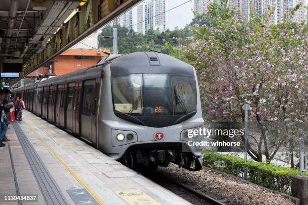 mtr train in hong kong - shatin stock pictures, royalty-free photos & images