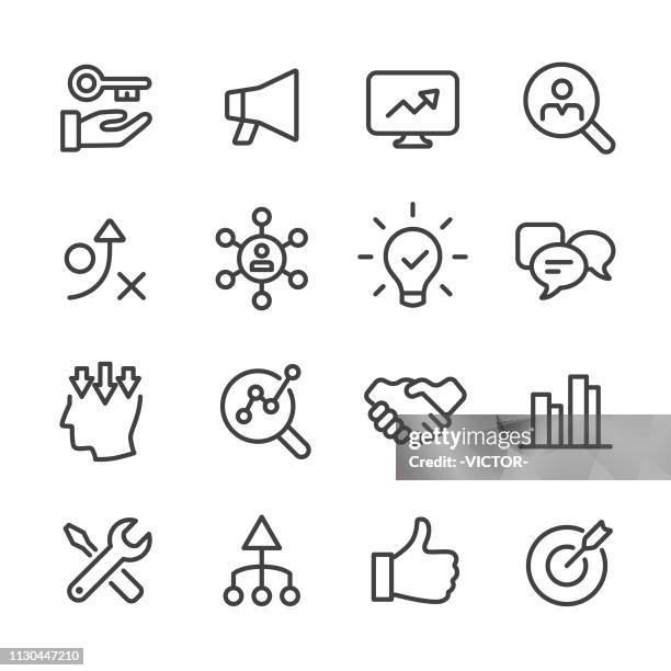 ilustrações de stock, clip art, desenhos animados e ícones de business marketing icons - line series - mercado alvo