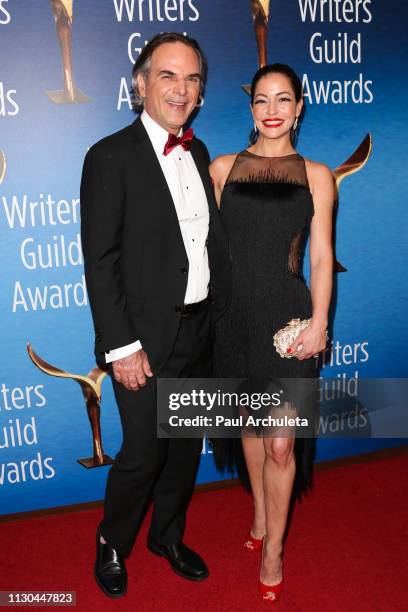 Vince Calandra and Emmanuelle Vaugier attend the 2019 Writers Guild Awards L.A. Ceremony at The Beverly Hilton Hotel on February 17, 2019 in Beverly...