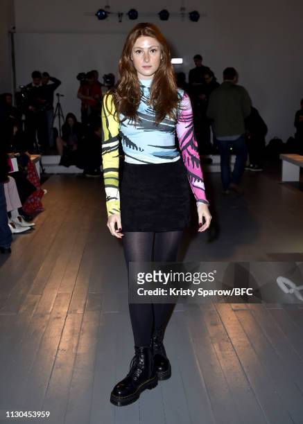 Amber Rowan attends the Richard Malone show during London Fashion Week February 2019 at the BFC Show Space on February 18, 2019 in London, England.