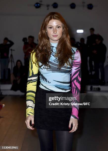 Amber Rowan attends the Richard Malone show during London Fashion Week February 2019 at the BFC Show Space on February 18, 2019 in London, England.