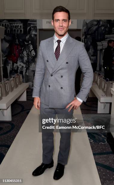 Spencer Matthews attends the Paul Costelloe presentation during London Fashion Week February 2019 at the Simpsons in the Strand on February 18, 2019...