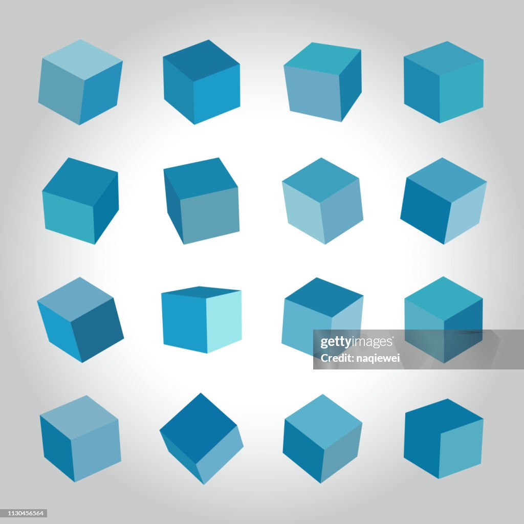 Vector blue cube box collection