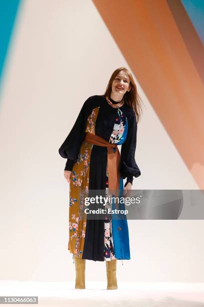 Fashion designer Roksanda Ilincic at the Roksanda show during London Fashion Week February 2019 at the Old Selfridges Hotel on February 18, 2019 in...