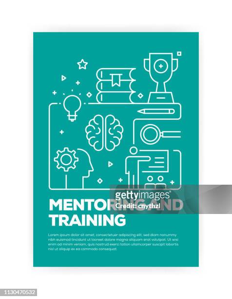 mentoring and training concept line style cover design for annual report, flyer, brochure. - développement stock illustrations