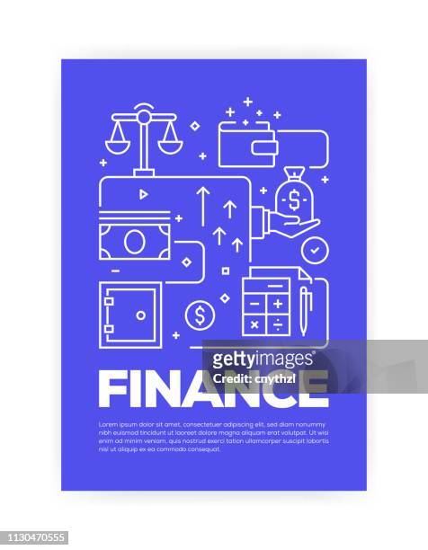 finanzen-konzept linie stil cover-design für jährliche bericht, flyer, broschüre. - annual report stock-grafiken, -clipart, -cartoons und -symbole