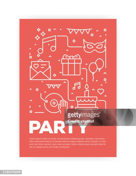 party und festliche konzept linie stil cover design für jahresbericht, flyer, broschüre. - paper balloon stock-grafiken, -clipart, -cartoons und -symbole