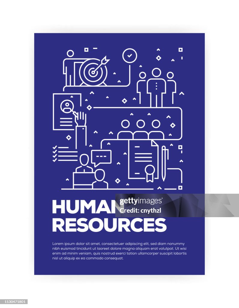 Ressources humaines Concept ligne Style couverture Design Annual rapport, Flyer, brochure.