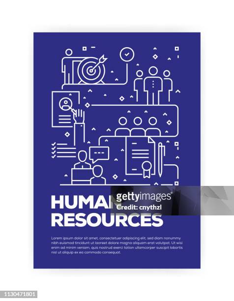 human resources concept line style cover design for annual report, flyer, brochure. - human resources management stock illustrations