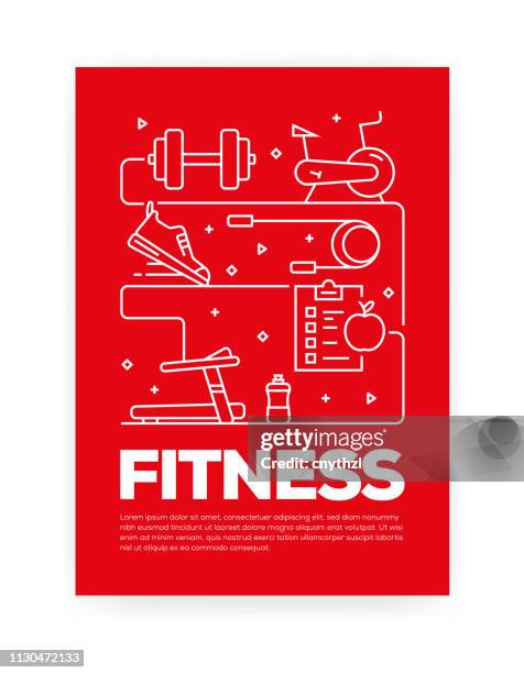 fitness concept line style cover design for annual report, flyer, brochure. - gym stock illustrations