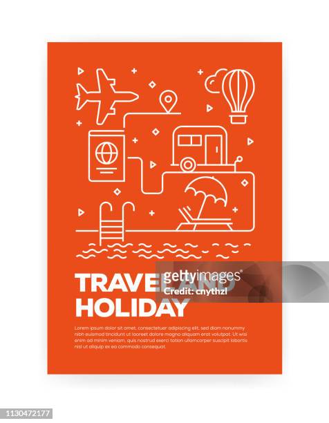 stockillustraties, clipart, cartoons en iconen met reizen en vakantie concept lijnstijl omslag voor ontwerpen voor jaarlijkse verslag, flyer, brochure. - book cover