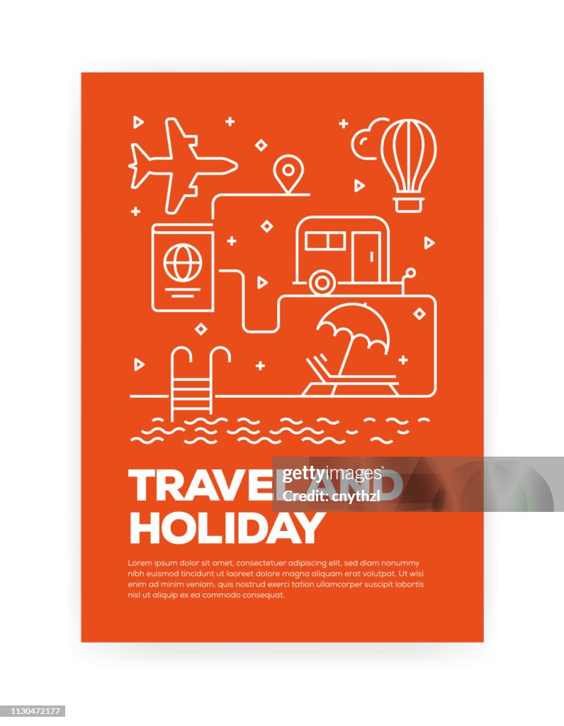 Viagens e férias conceito linha estilo Design para anual relatório, Flyer, folheto da capa.