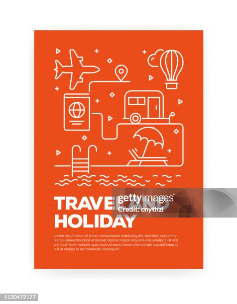 travel and holiday concept line style cover design for annual report, flyer, brochure. - boarding pass infographic stock illustrations