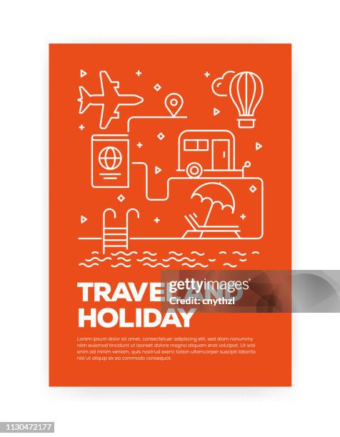 travel and holiday concept line style cover design for annual report, flyer, brochure. - travel with book stock illustrations