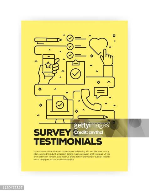 survey and testimonials concept line style cover design for annual report, flyer, brochure. - surveyor stock illustrations