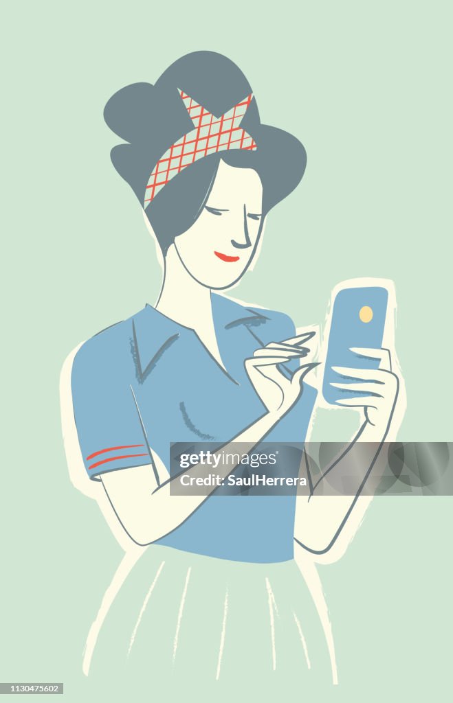 Housewife Calling for Cell Phone