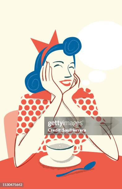 ilustraç�ões de stock, clip art, desenhos animados e ícones de drinking coffee smiling - sonreír