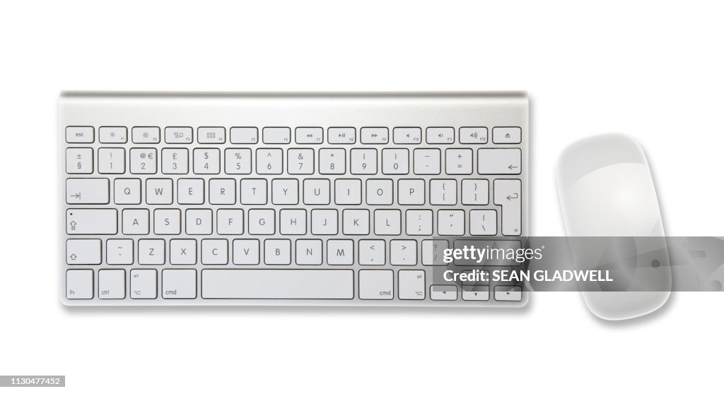 Computer keyboard mouse white background