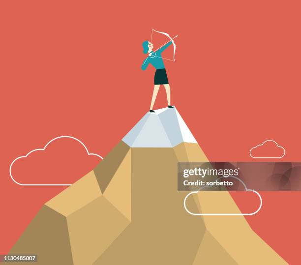 next target for the future - businesswoman - aiming higher stock illustrations