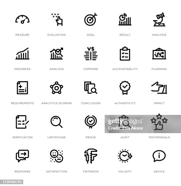 stockillustraties, clipart, cartoons en iconen met beoordeling lijn icon set - measuring potential business