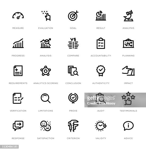 assessment line icon set - impact stock illustrations
