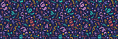 Carnaval Party - design of seamless texture and serpentines. Vector