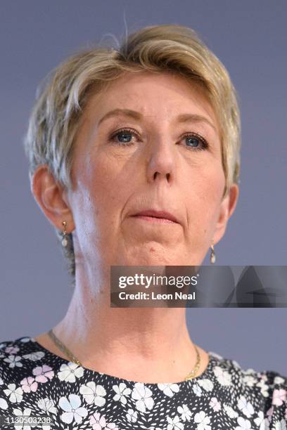 Labour MP Angela Smith announces her resignation from the Labour Party at a press conference on February 18, 2019 in London, England. Chuka Umunna MP...