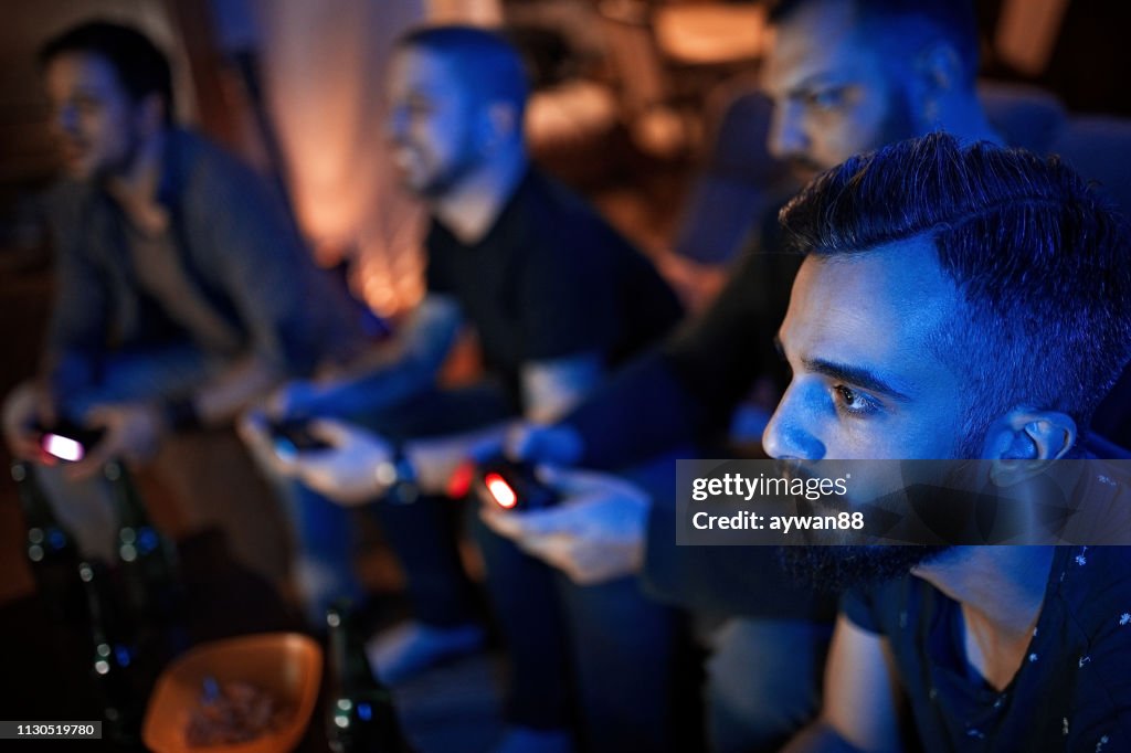 Friends playing video games