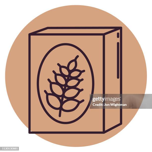 cereal box- thin line breakfast icon - brunch drinks stock illustrations