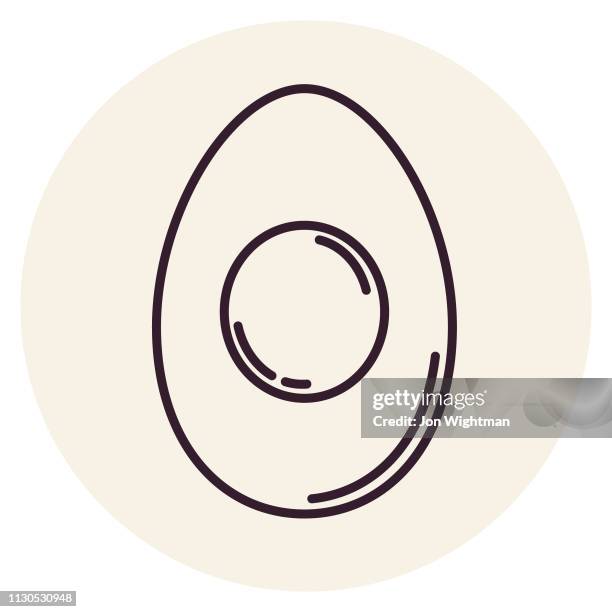 egg - thin line breakfast icon - hard boiled eggs stock illustrations