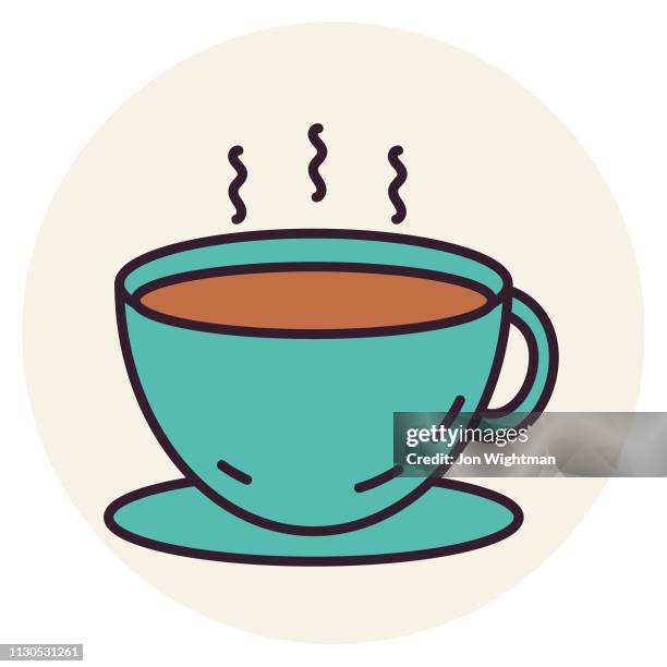teacup - thin line breakfast icon - brunch vector stock illustrations